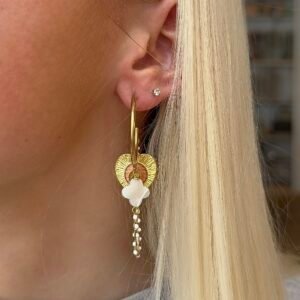Boucles d'oreilles IRIS saumon, blanc