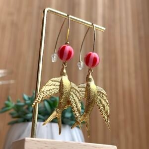 Boucles d'oreilles ROXANE rose et rouge