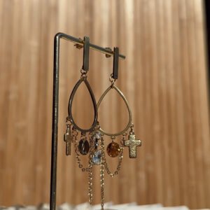 Boucles d'oreilles DOLORES doré, transparent