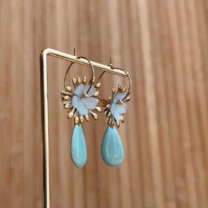 Boucles d'oreilles FLEURETTE bleu ciel
