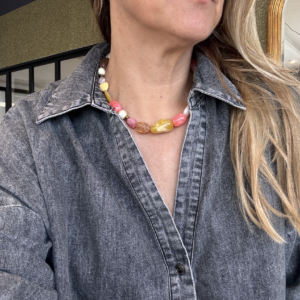 Collier SOLEIL rose, jaune
