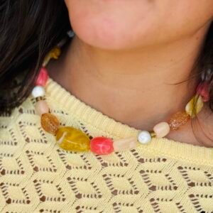 Collier SOLEIL rose, jaune