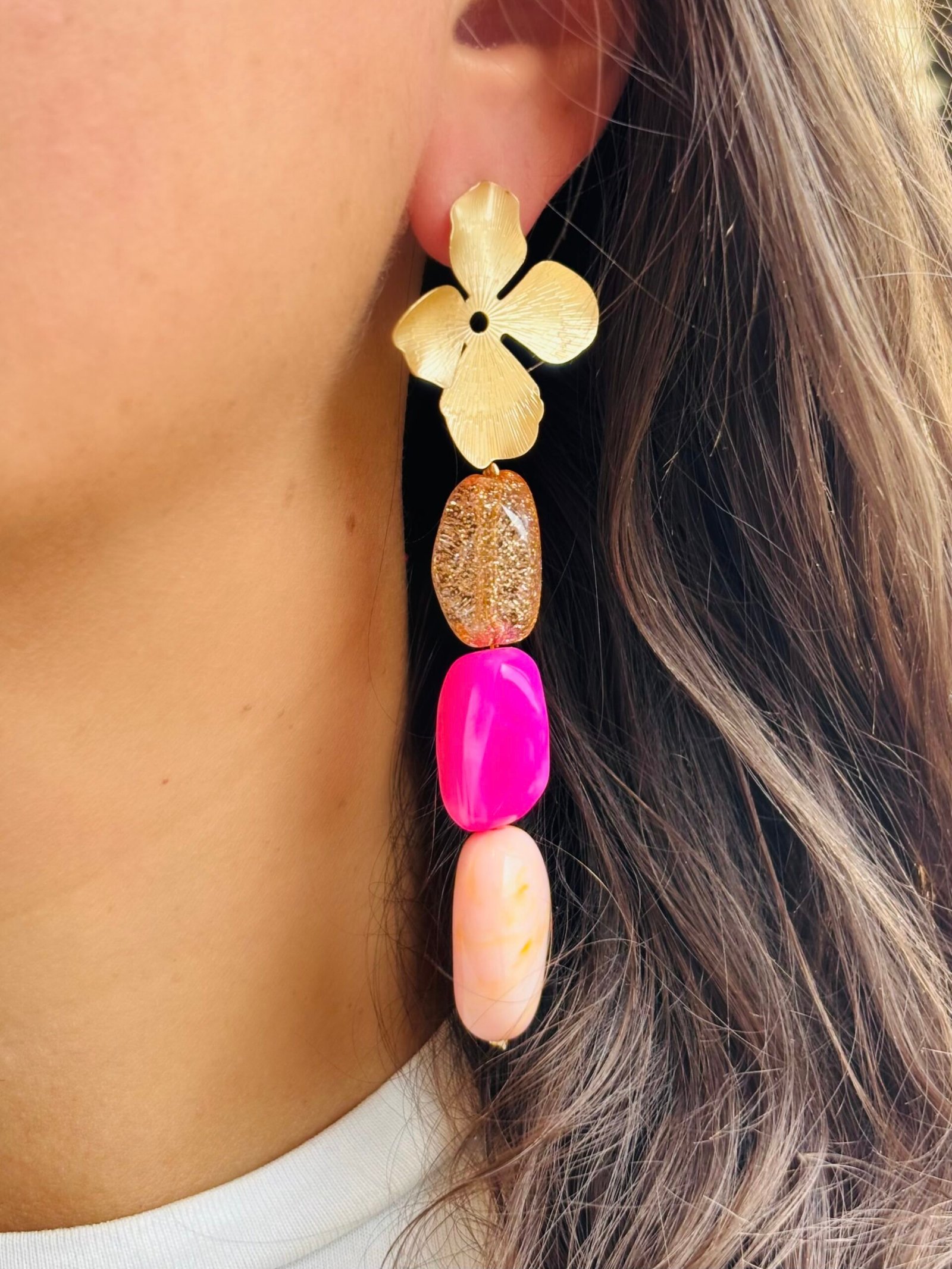 Boucles d'oreilles SOLEIL nuance de rose