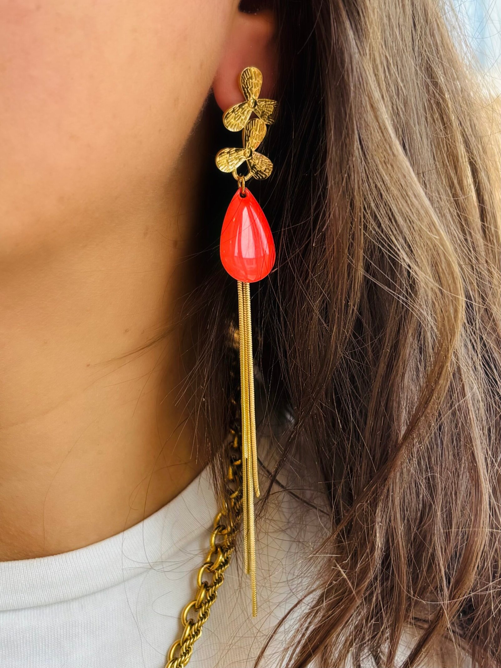 Boucles d'oreilles CARLA corail – Image 2