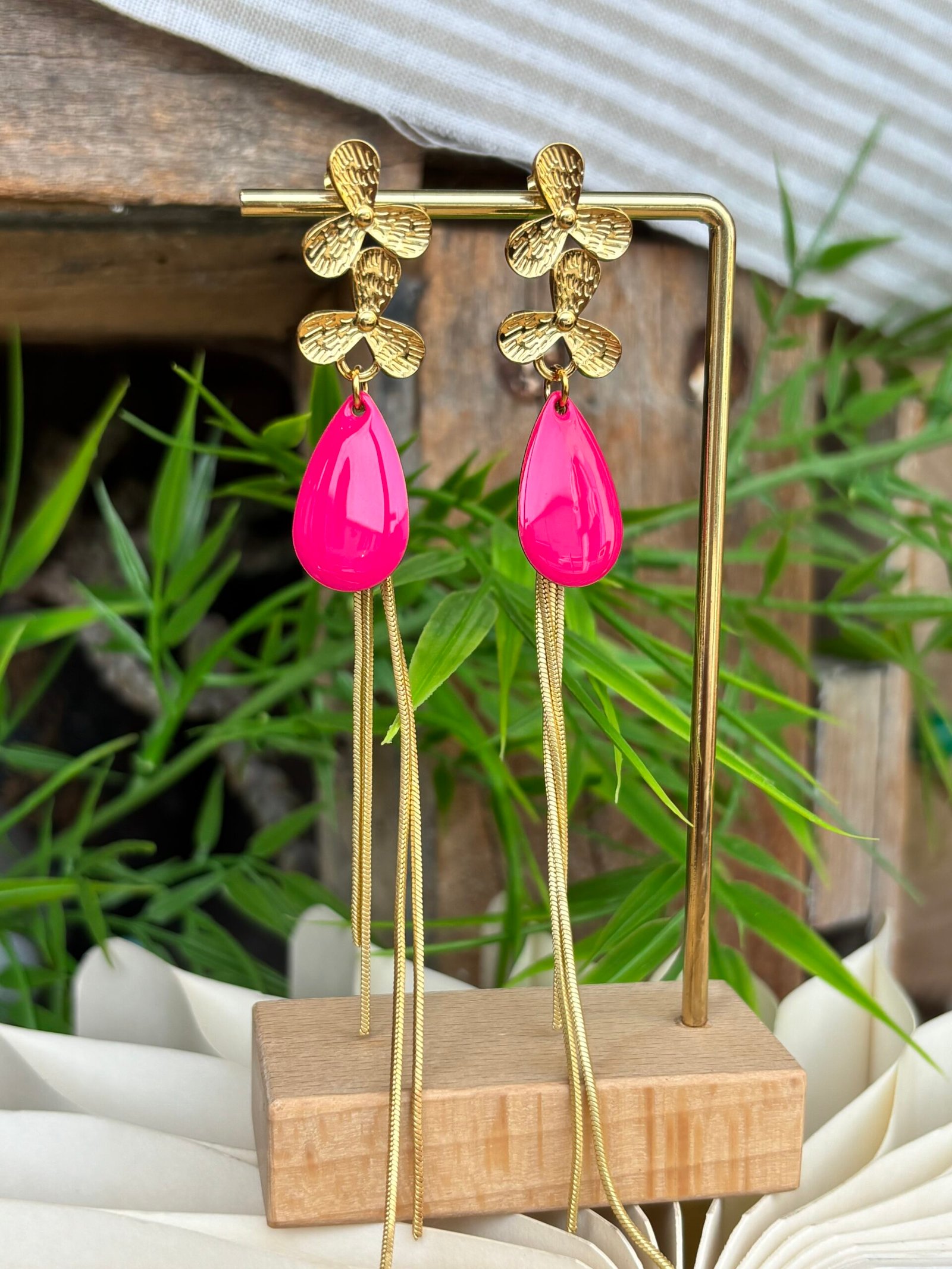 Boucles d'oreilles CARLA fuchsia – Image 2
