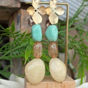 Boucles d'oreilles SOLEIL turquoise, beige