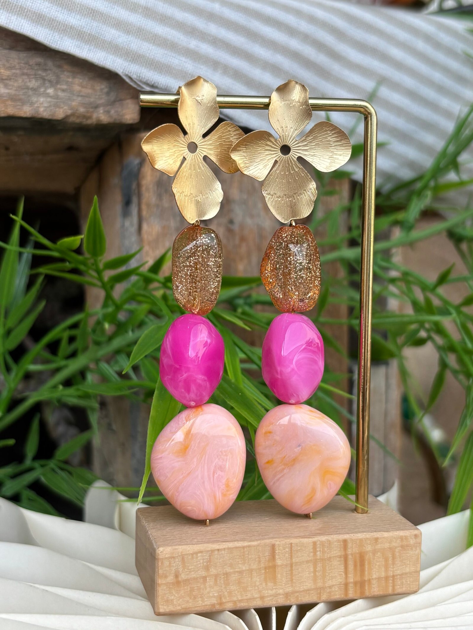 Boucles d'oreilles SOLEIL nuance de rose – Image 2