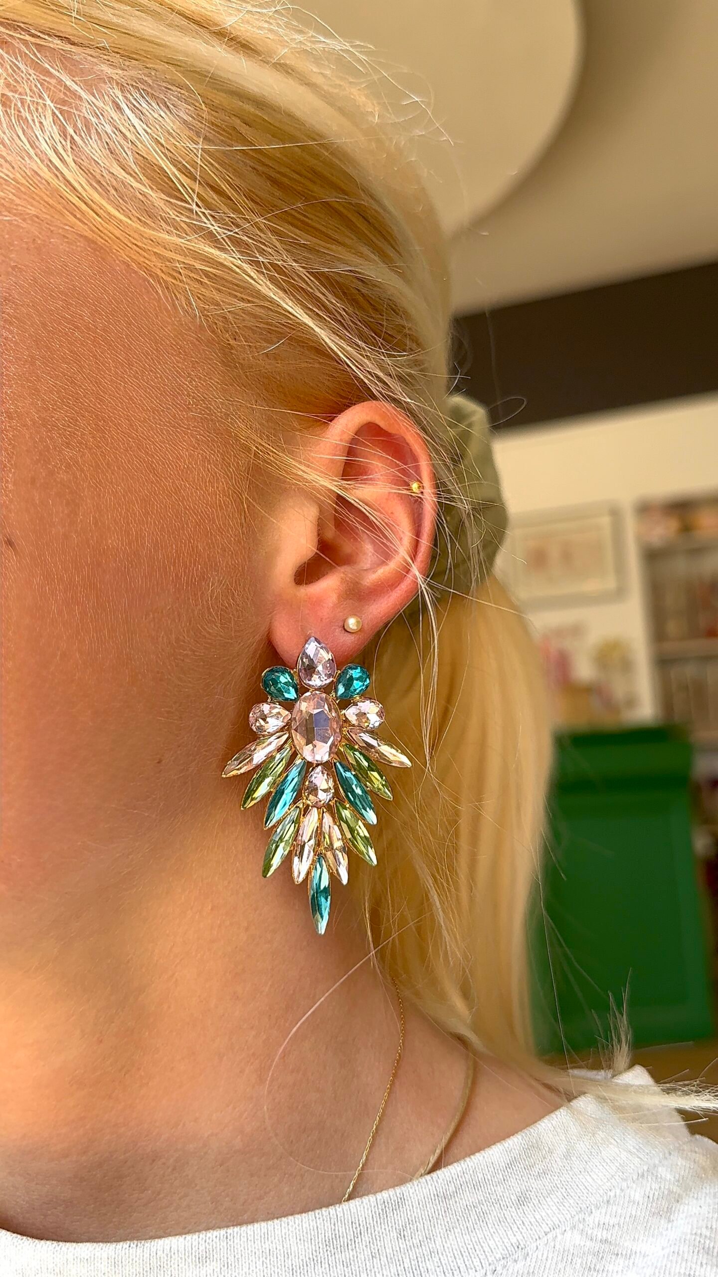 Boucles d'oreilles ODEA bleu, vert – Image 2
