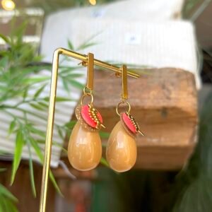 Boucles d'oreilles ESTER marron et rose