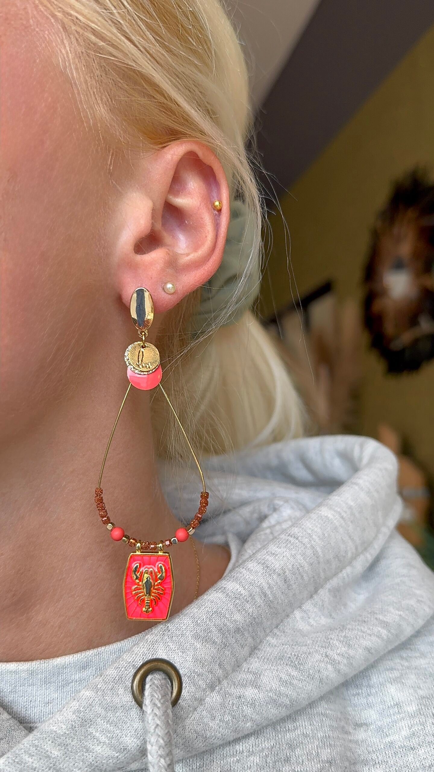 Boucles d'oreilles HOMARA rose – Image 2