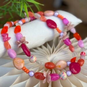 Collier long SOLEIL nuance de orange et rose