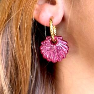 Boucles d'oreilles ARIEL rose à paillettes