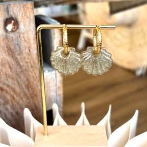 Boucles d'oreilles ARIEL taupe à paillettes