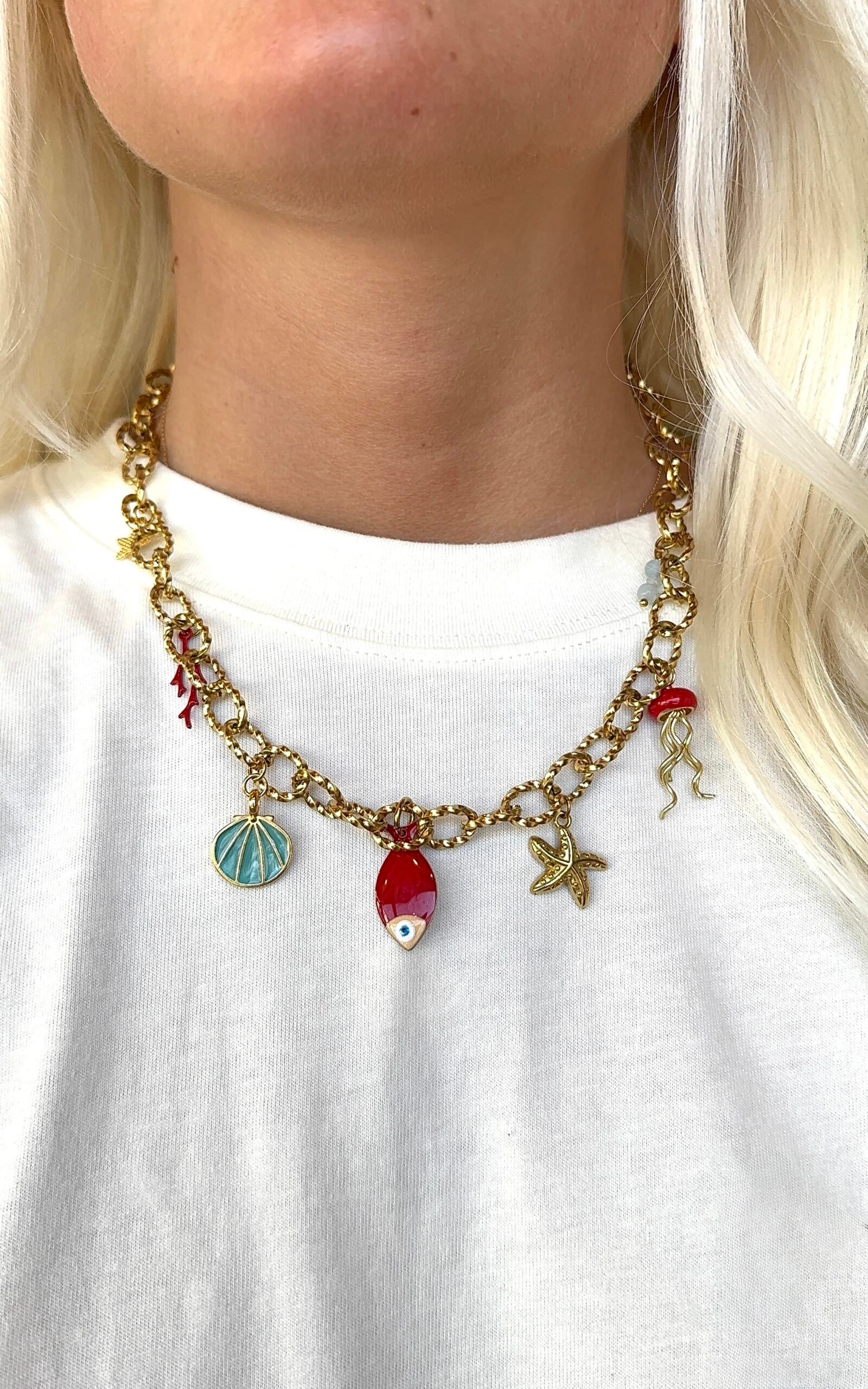 Collier MAYA rouge, bleu