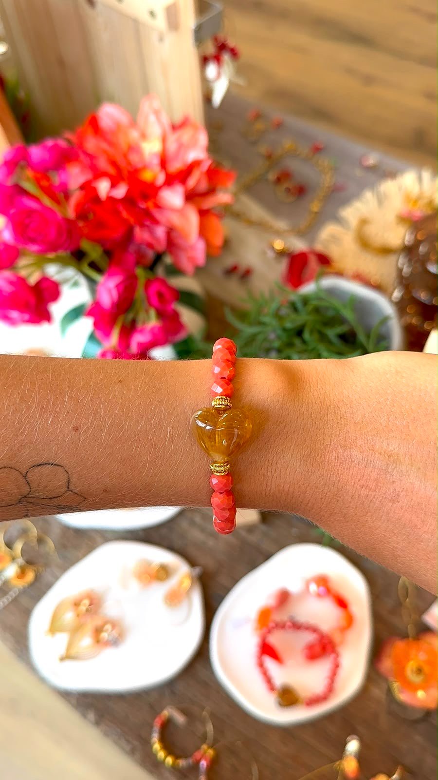 Bracelet MIEL corail, marron