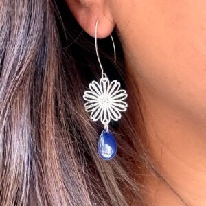 Boucles d'oreilles OEILLET bleu argenté