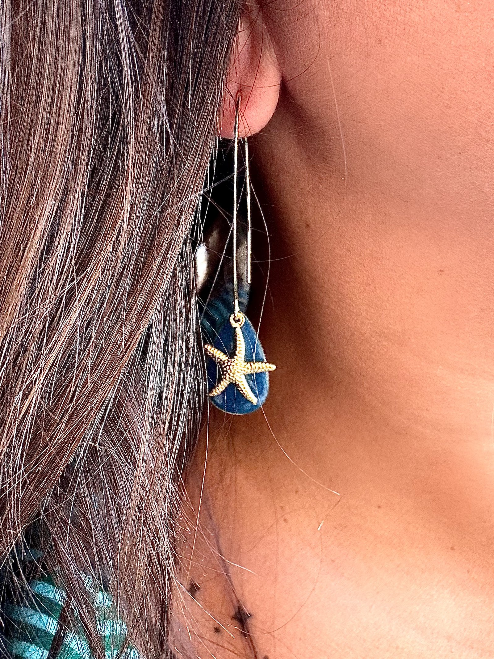 Boucles d'oreilles SIRENE bleu orage – Image 2