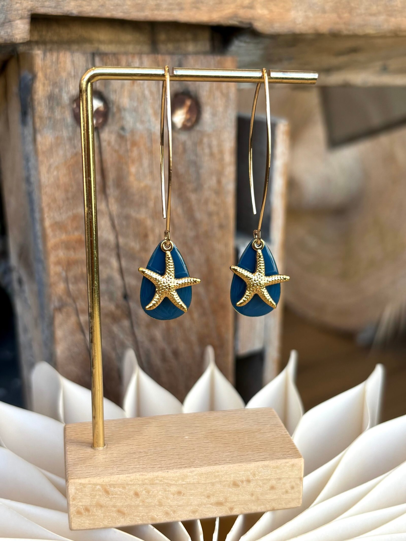 Boucles d'oreilles SIRENE bleu orage