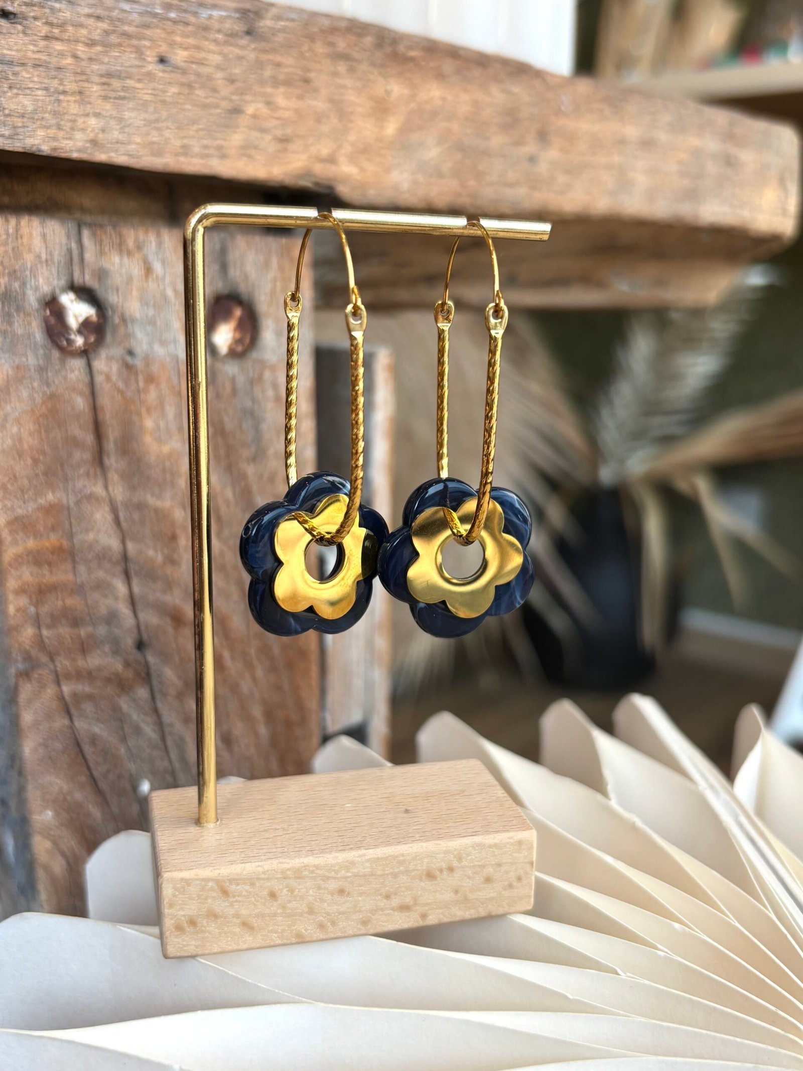 Boucles d'oreilles PLÜM bleu marine