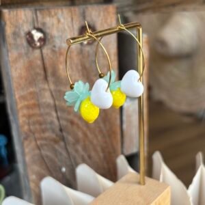 Boucles d'oreilles JULIA vert d'eau, jaune
