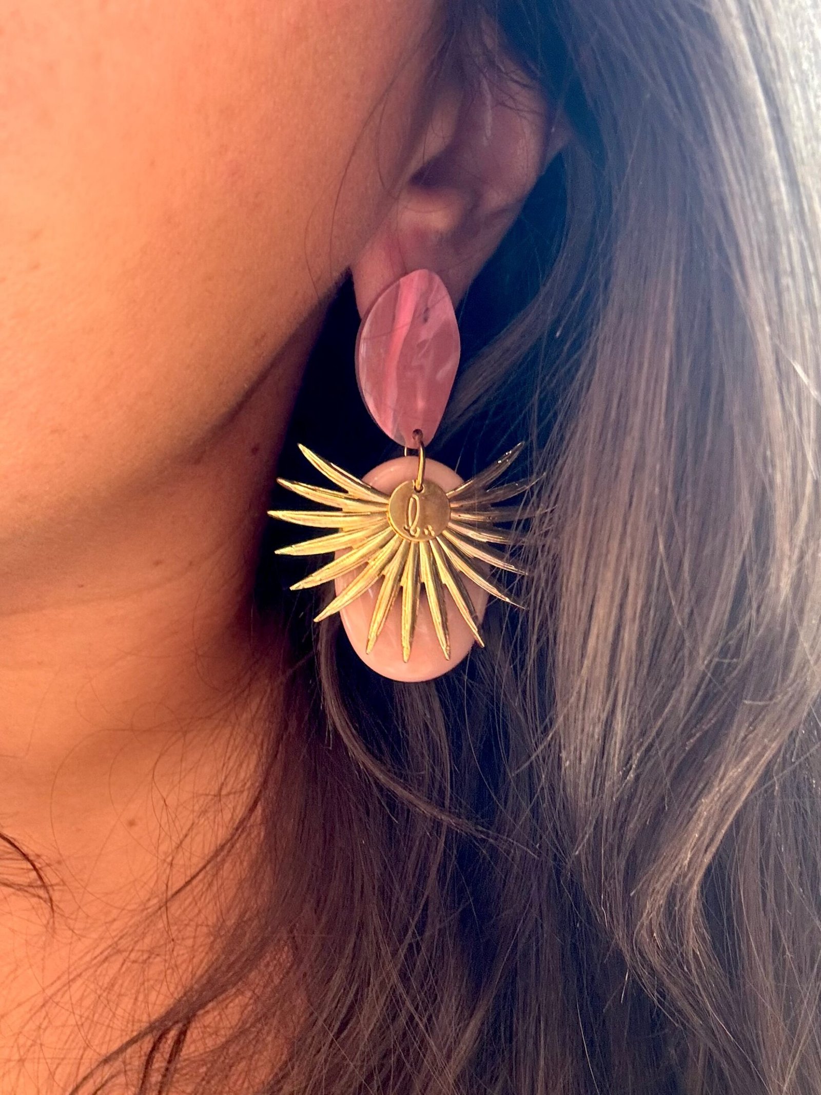 Boucles d'oreilles ENZA rose – Image 2