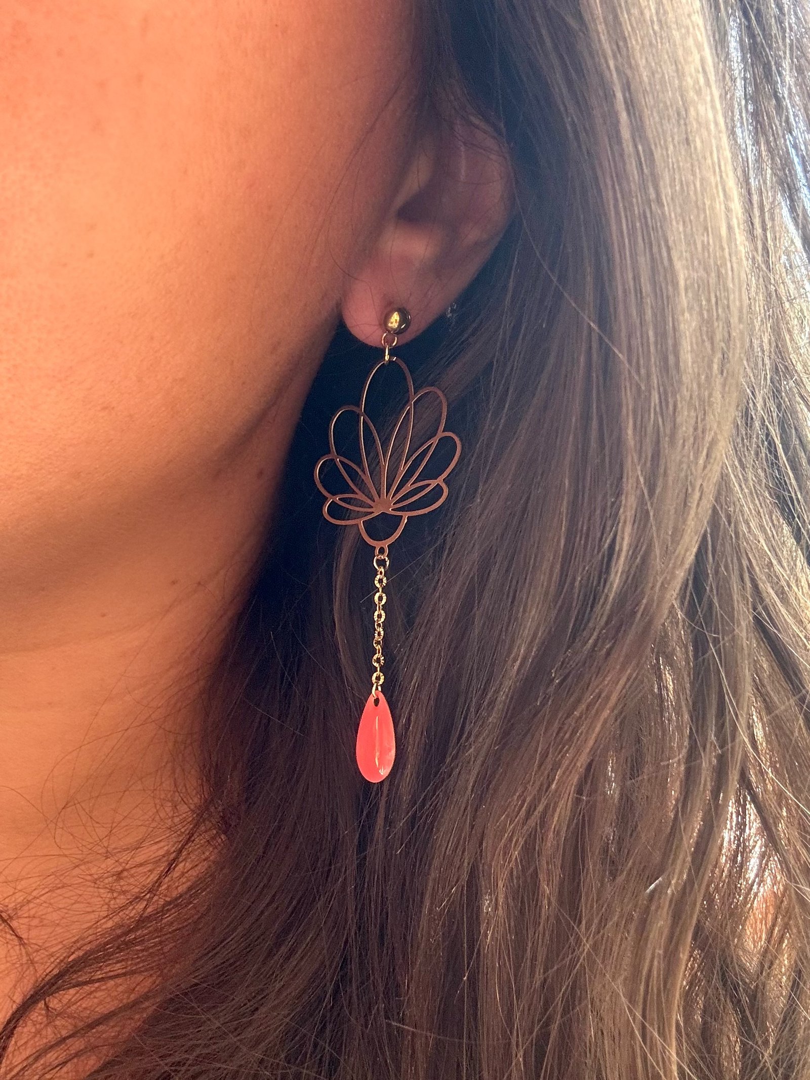 Boucles d'oreilles FLORA rose