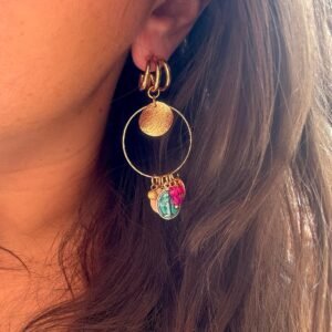 Boucles d'oreilles CARMEN turquoise, rose