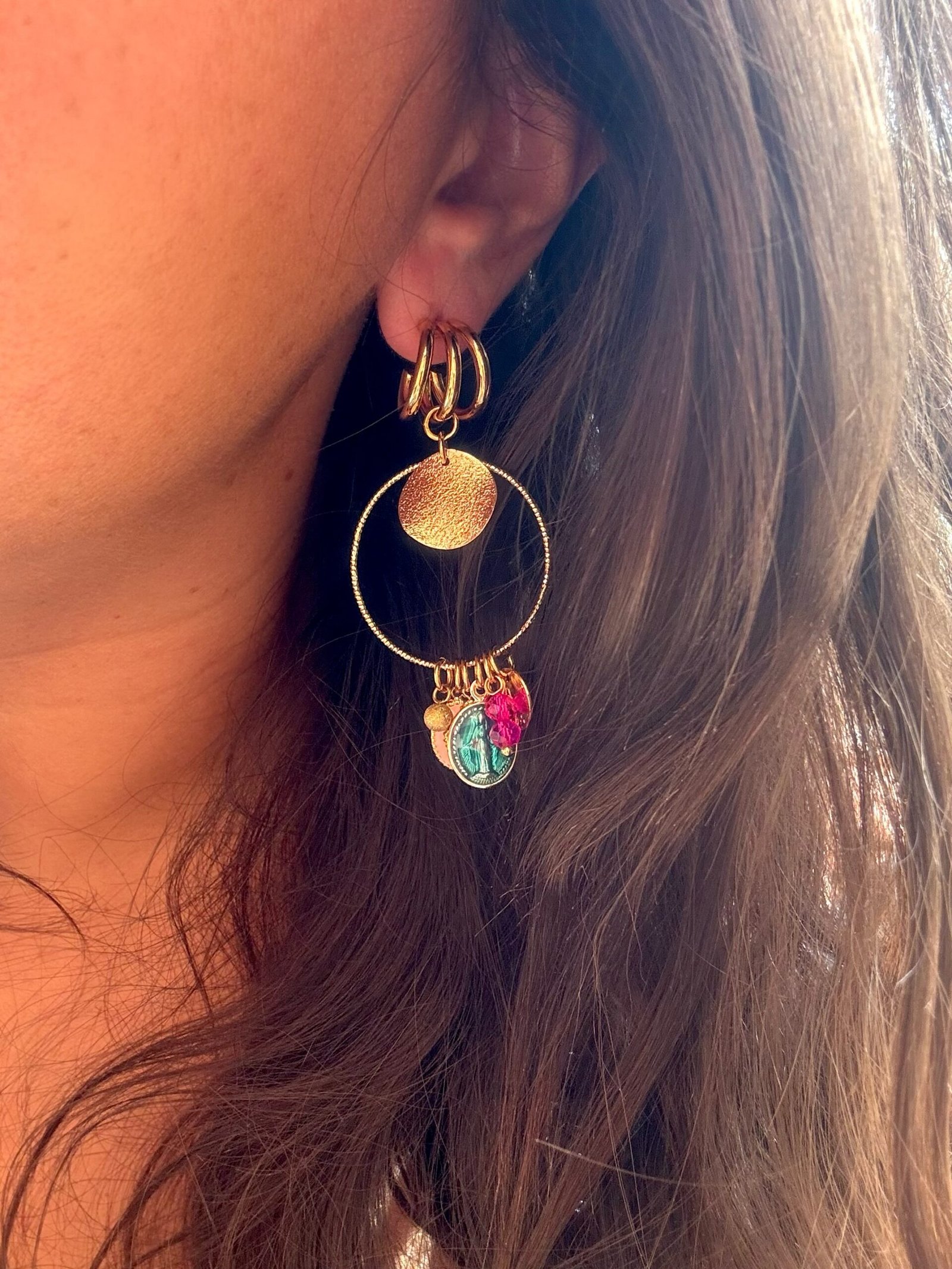 Boucles d'oreilles CARMEN turquoise, rose