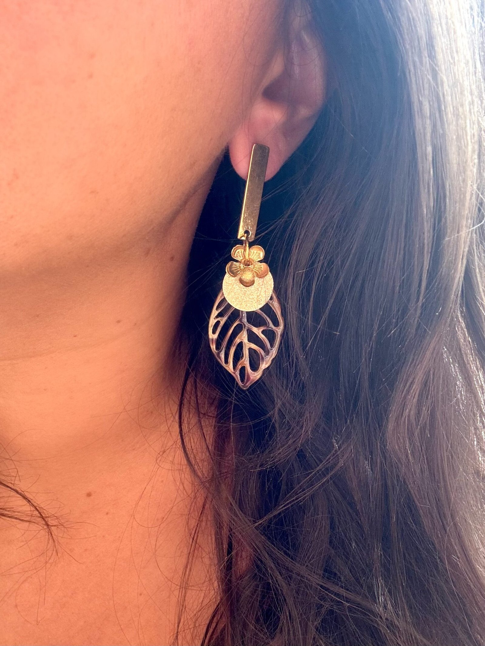 Boucles d'oreilles COLINE marron – Image 2