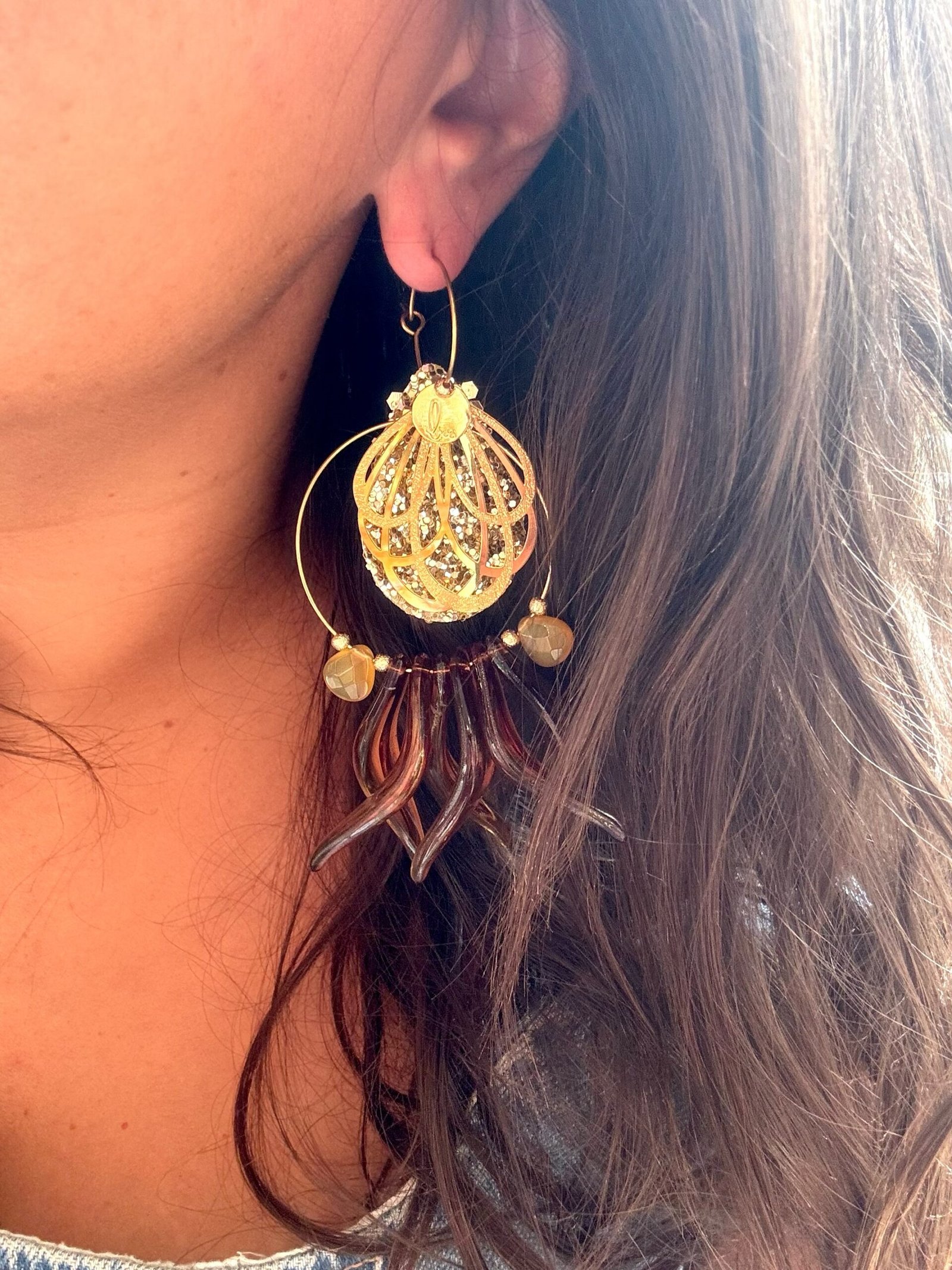 Boucles d'oreilles NAMY marron