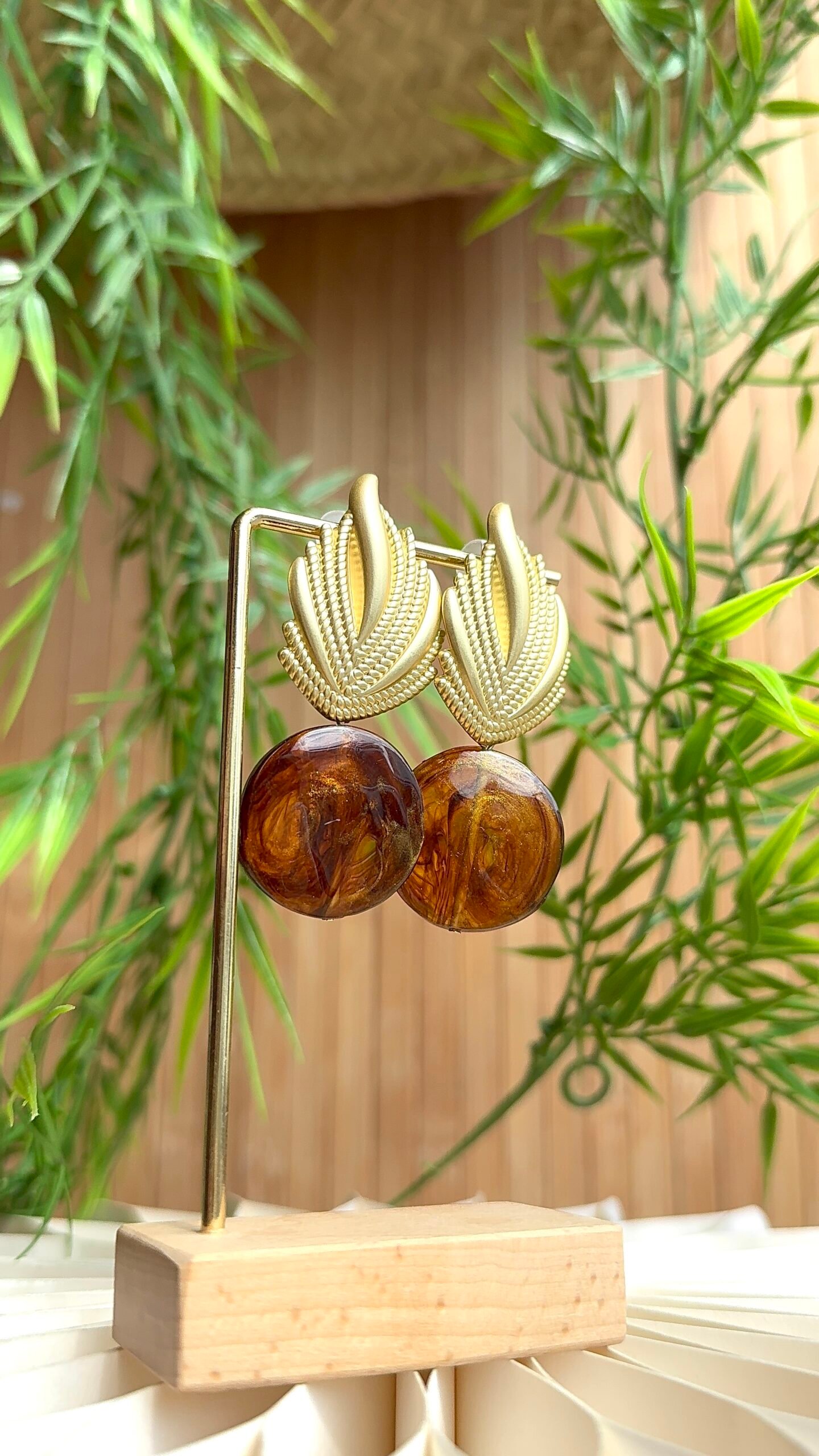 Boucles d'oreilles MANUELLA marron – Image 2