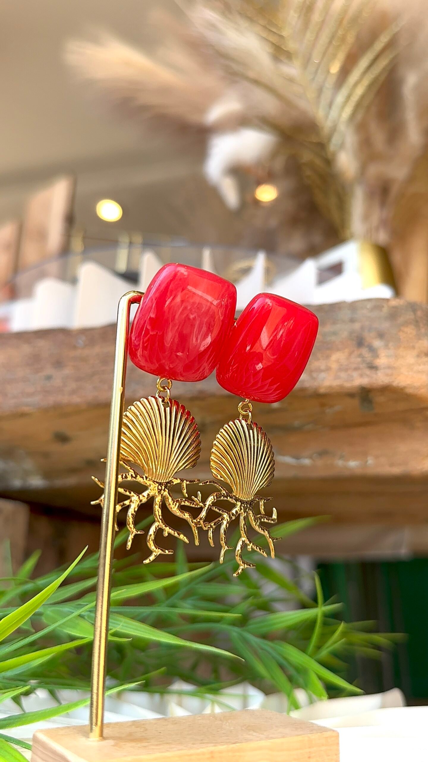 Boucles d'oreilles ANDRINA rouge – Image 2