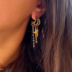 Boucles d'oreilles AZIA vert, gris