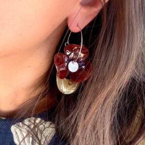 Boucles d'oreilles ROSY marron, kaki