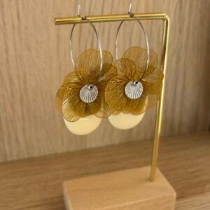 Boucles d'oreilles ALYNN crème, moutarde