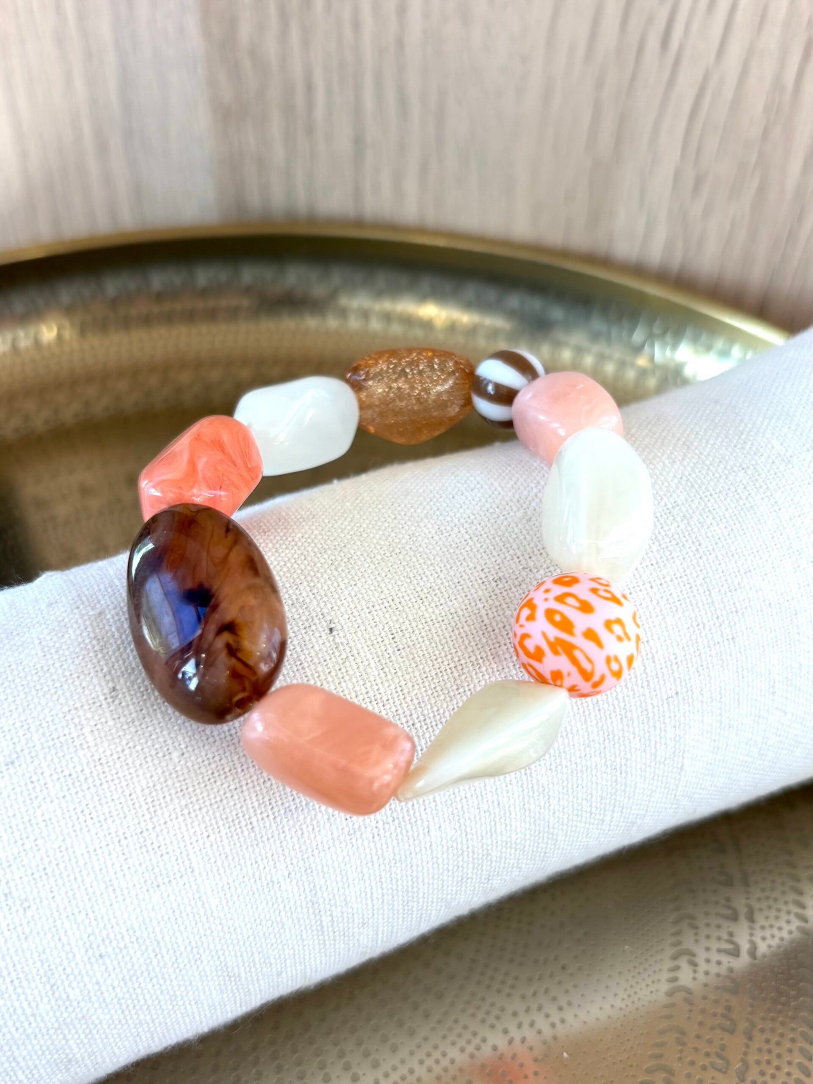 Bracelet SOLEIL saumon, marron