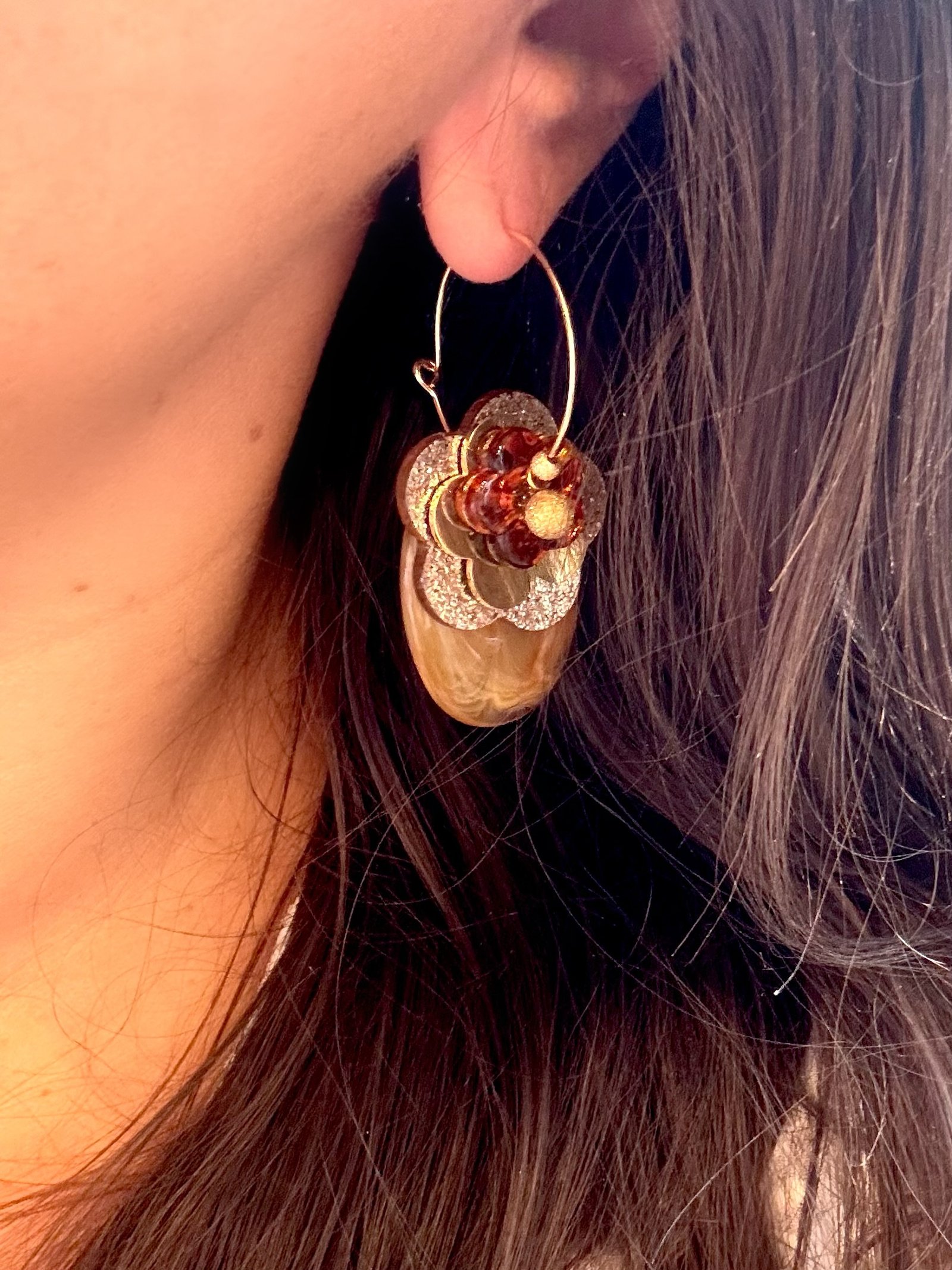 Boucles d'oreilles VICTOIRE marron