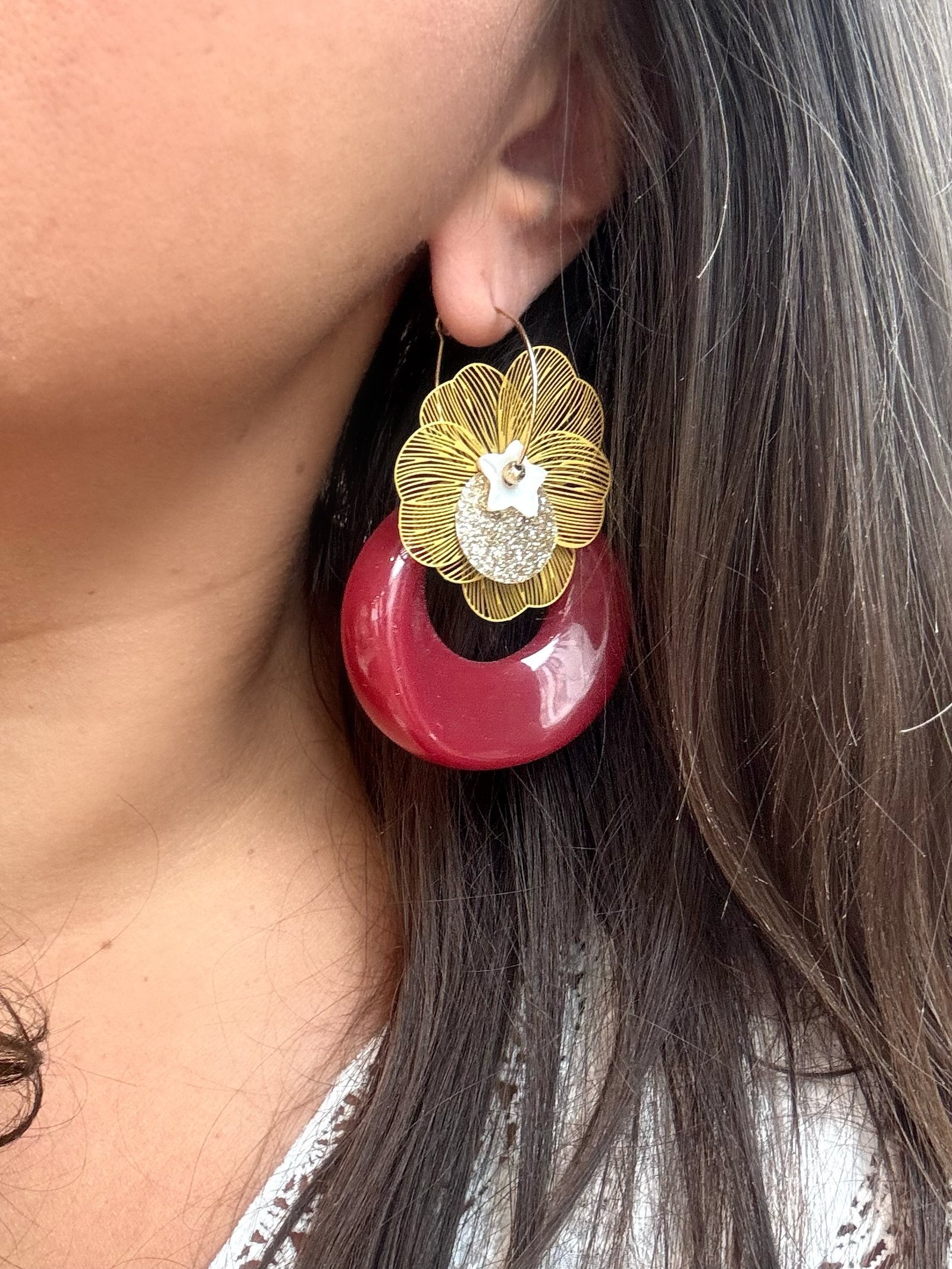 Boucles d'oreilles NAVAE bordeaux – Image 2