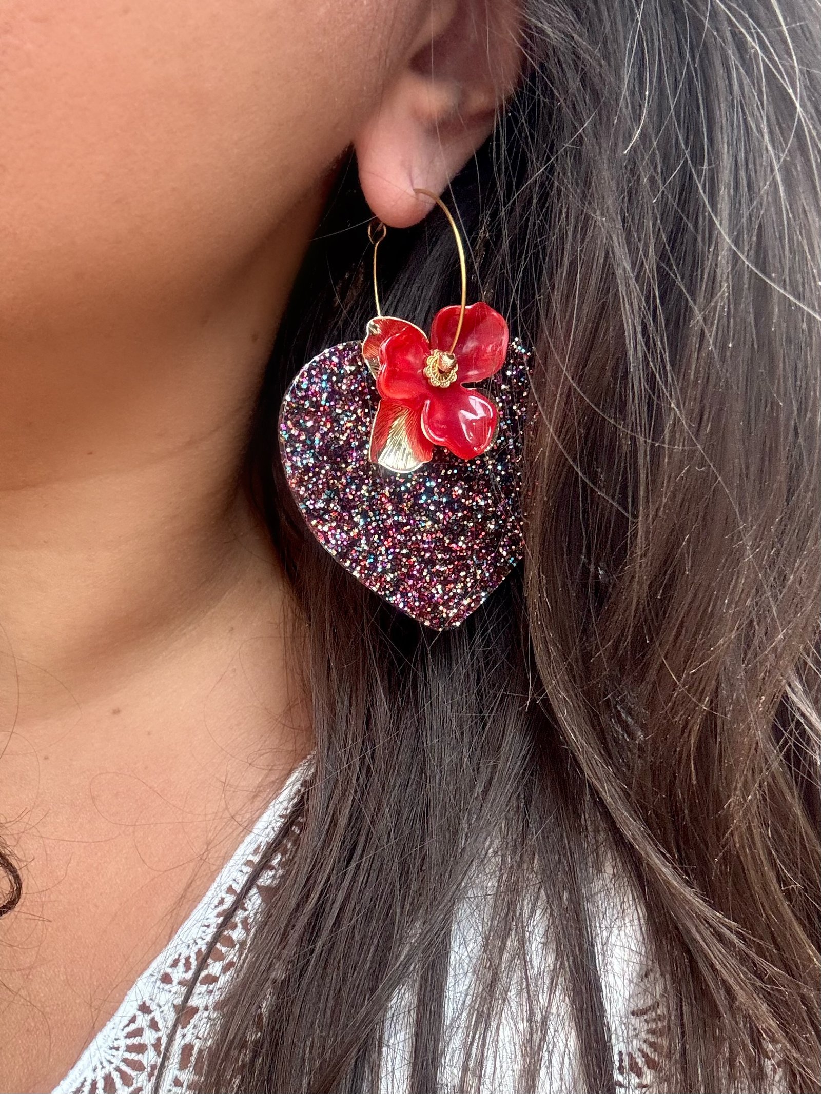 Boucles d'oreilles MEERA rouge