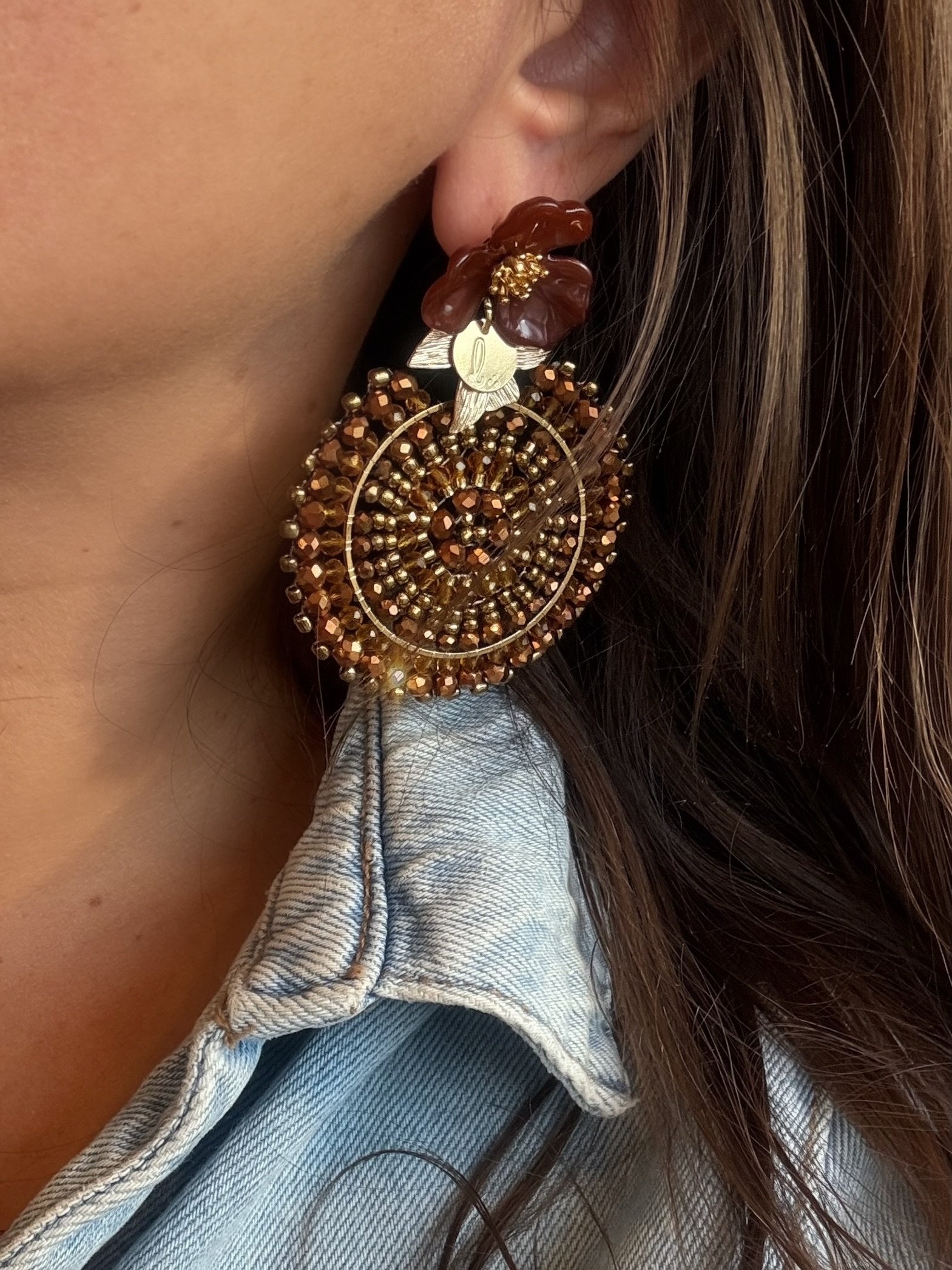 Boucles d'oreilles INES marron – Image 2