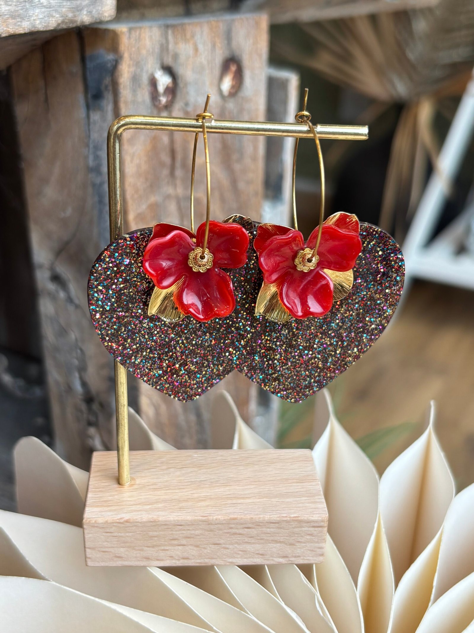 Boucles d'oreilles MEERA rouge – Image 2