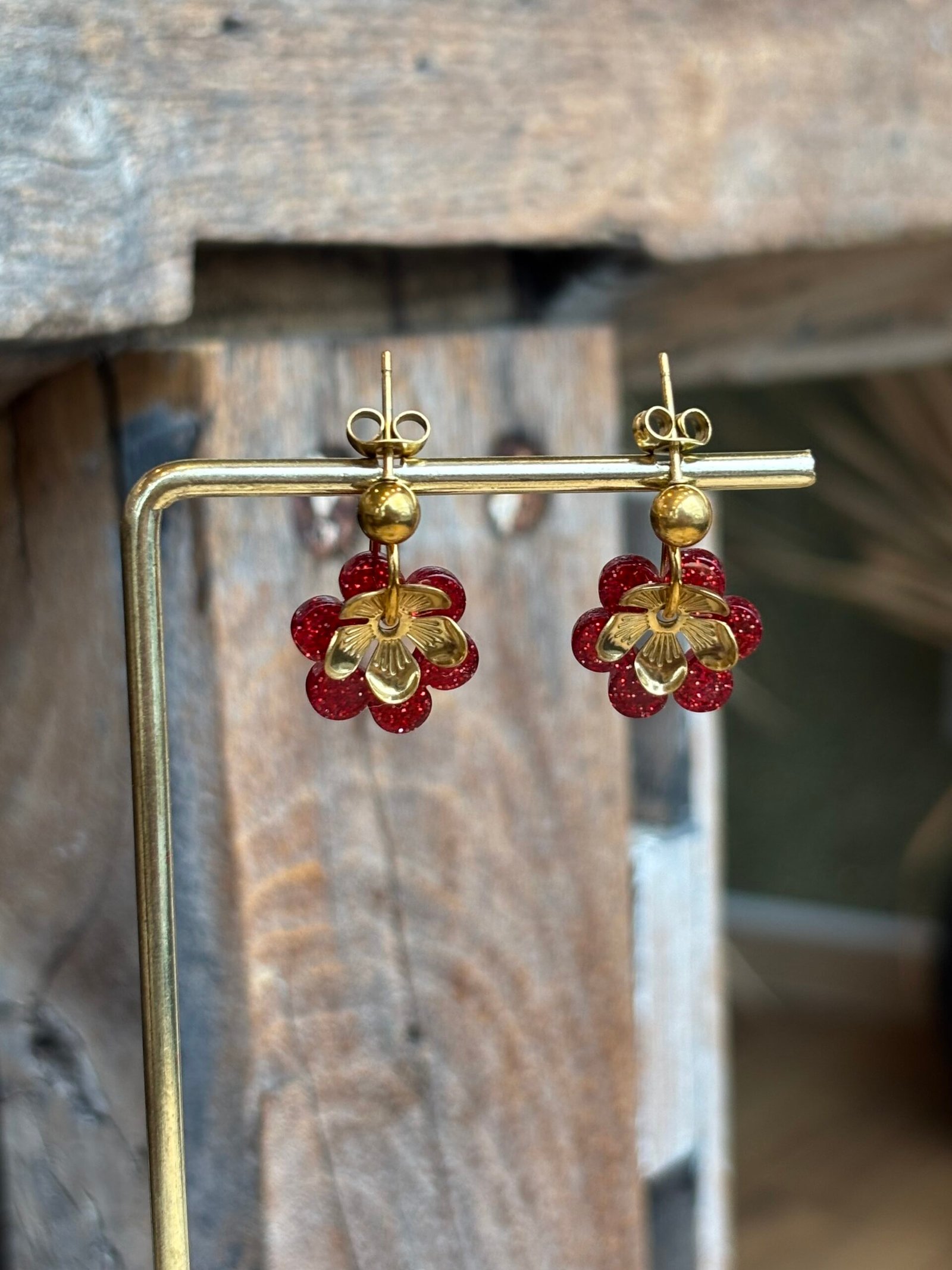 Boucles d'oreilles STARLETTE rouge