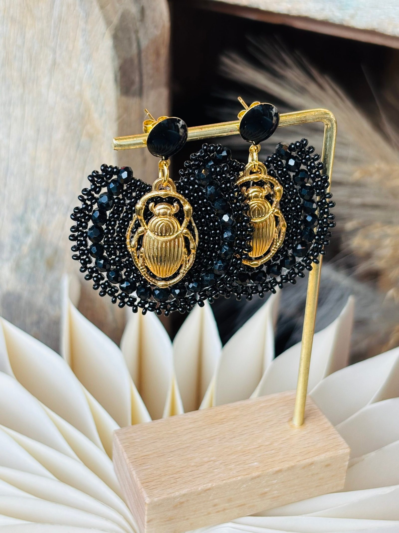 Boucles d'oreilles CAROLINE noir – Image 2