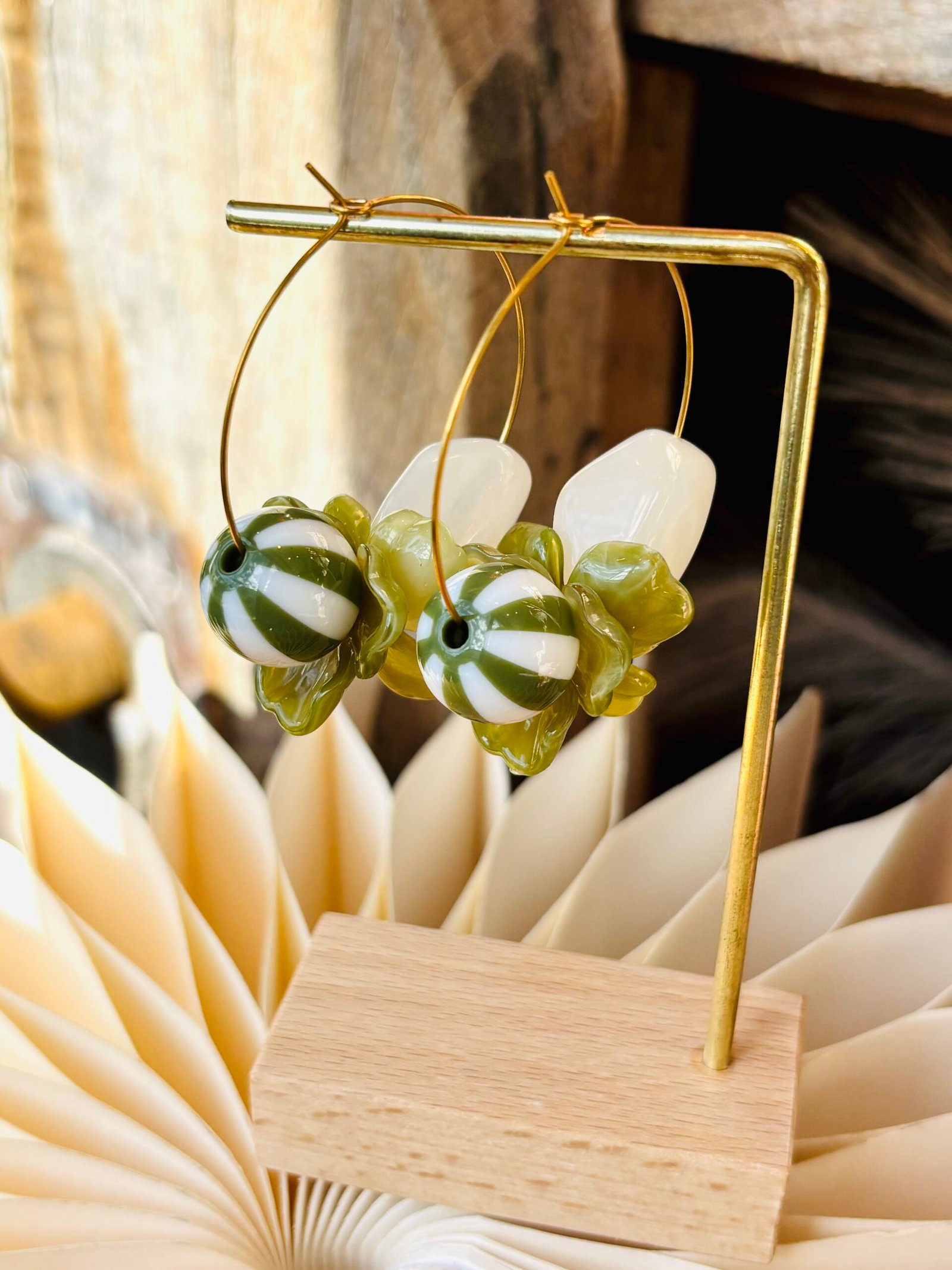 Boucles d'oreilles MOON kaki