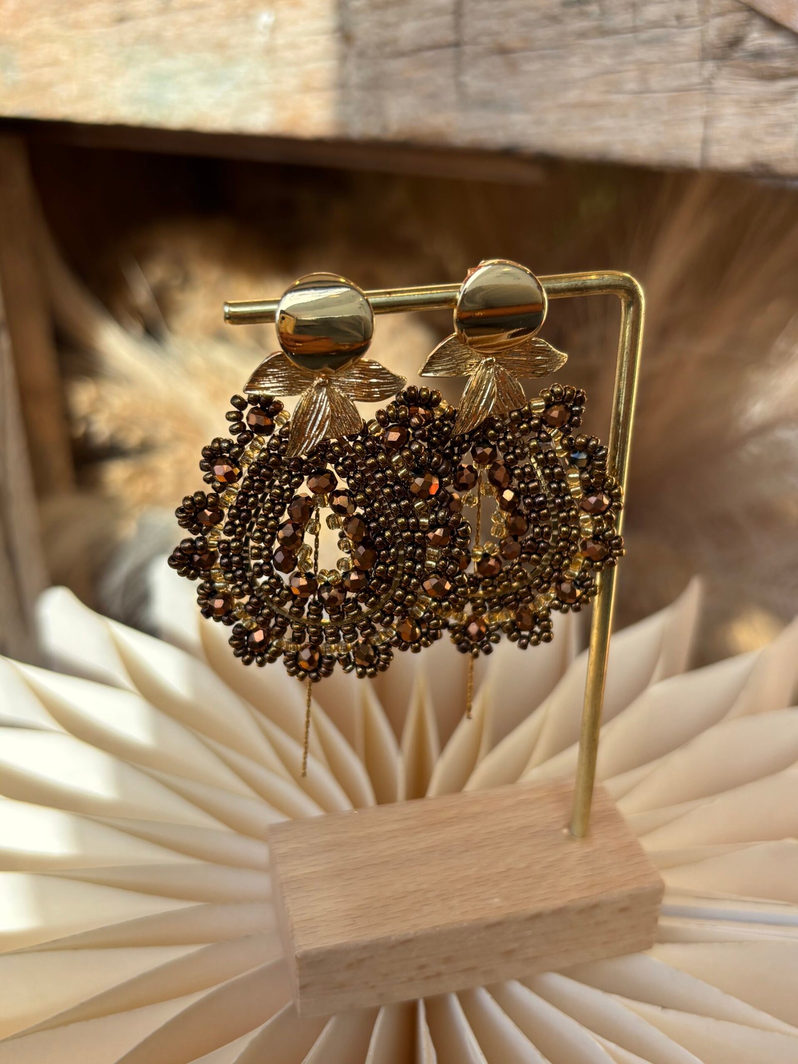Boucles d'oreilles GAËLLE marron – Image 2