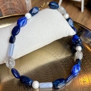 Collier à perles bleues, blanches et argentées Laëtitiatralala
